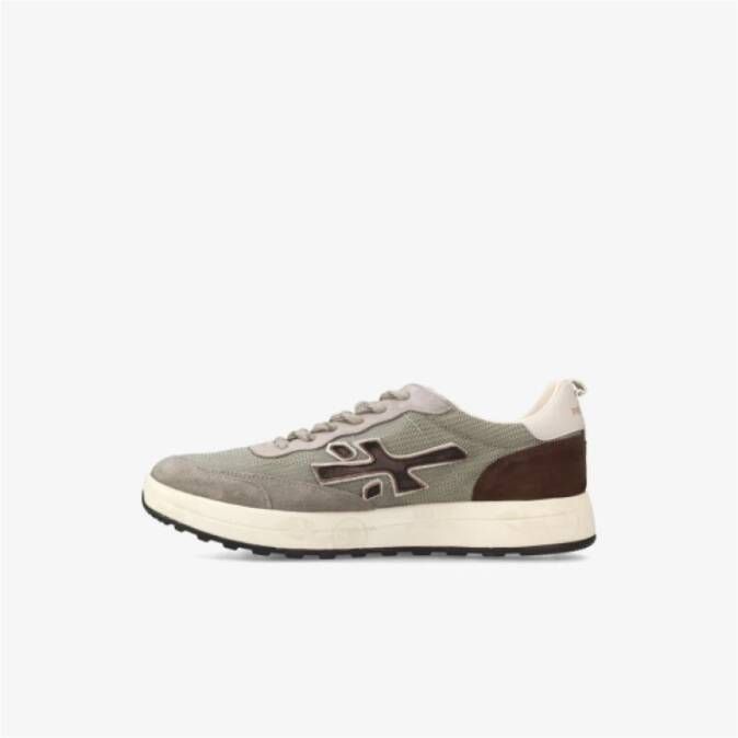 Premiata Groene en bruine lage sneakers Gray Heren