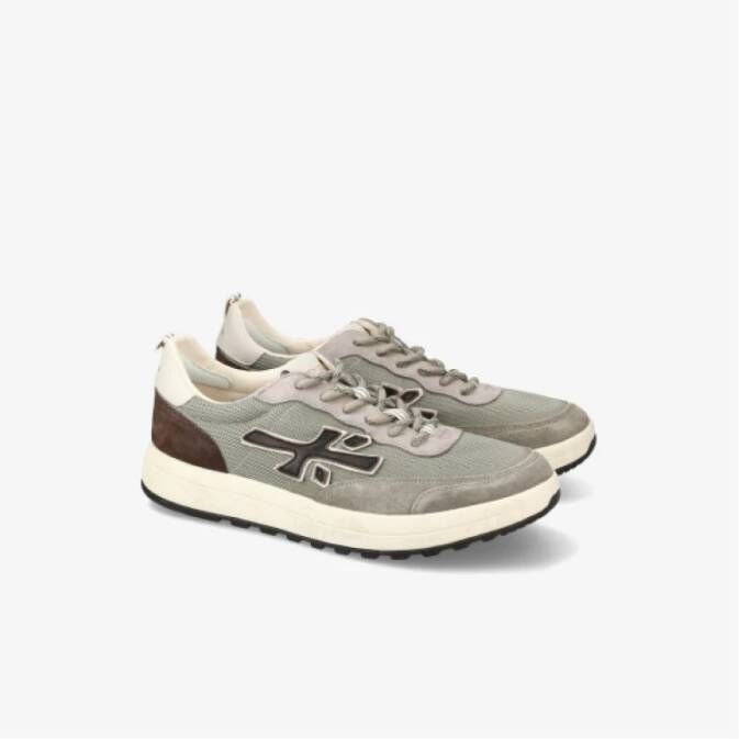 Premiata Groene en bruine lage sneakers Gray Heren