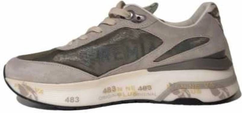 Premiata Groene Iridescent Mesh Sneakers Zebra Patroon Gray Dames