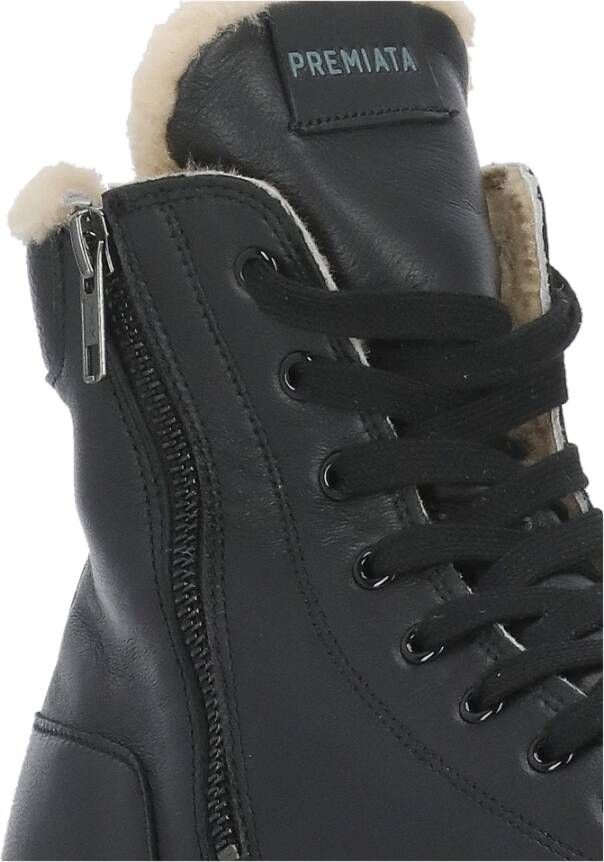 Premiata Hoge Top Leren Sneakers Zwart Wit Black Dames