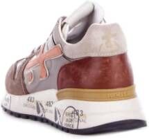 Premiata Leren Logo Sneakers Rubberen Zool Beige Heren