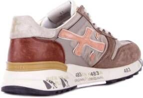 Premiata Leren Logo Sneakers Rubberen Zool Beige Heren