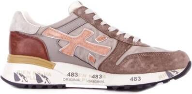 Premiata Leren Logo Sneakers Rubberen Zool Beige Heren