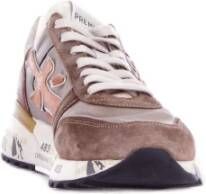 Premiata Leren Logo Sneakers Rubberen Zool Beige Heren