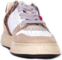 Premiata Logo Sneakers Suède Rubberen Zool Beige Dames