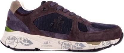 Premiata Logo Sneakers Suède Rubberen Zool Brown Heren