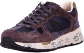 Premiata Logo Sneakers Suède Rubberen Zool Brown Heren