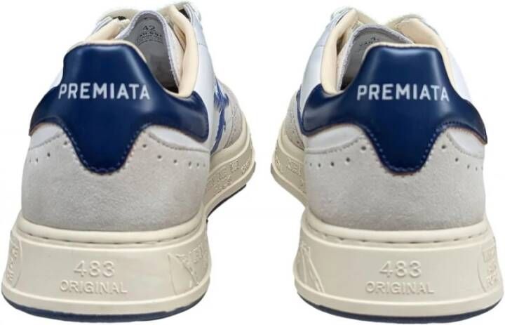 Premiata Luxe Wit Blauw Leren Sneakers White Heren