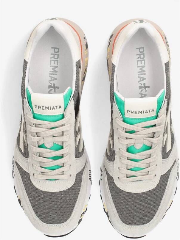 Premiata Mick 6166 Sneakers in Donkergrijs met Kleurrijk Detail Gray Heren