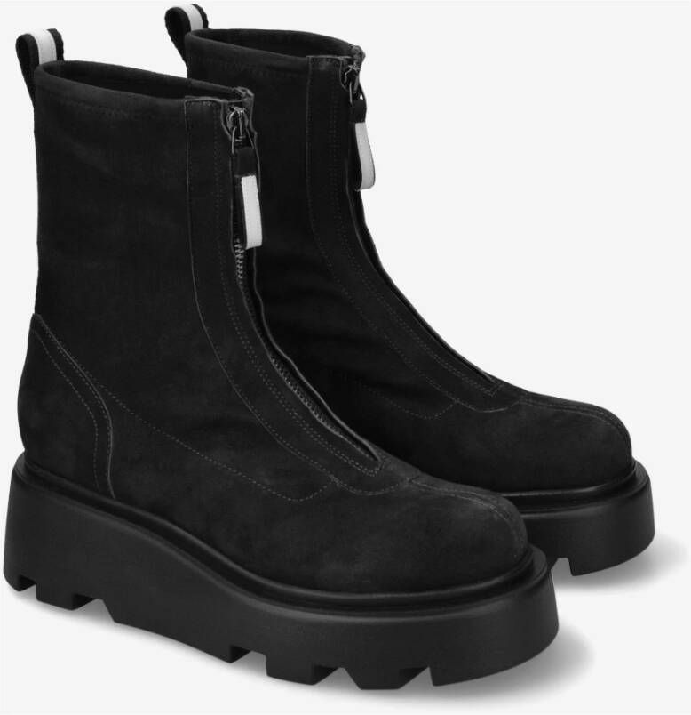 Premiata Moderne suède booties met voorrits Black Dames