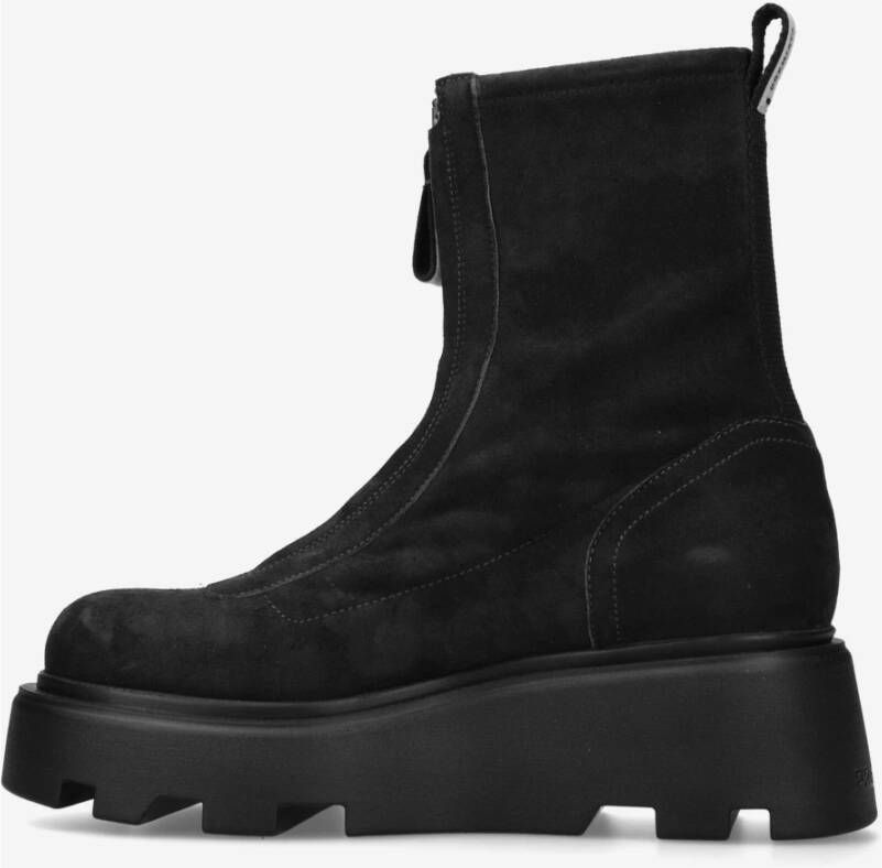 Premiata Moderne suède booties met voorrits Black Dames