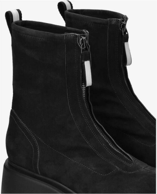 Premiata Moderne suède booties met voorrits Black Dames