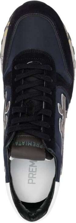 Premiata Navy Blue Grey Mick Low-Top Sneakers Grijs Heren