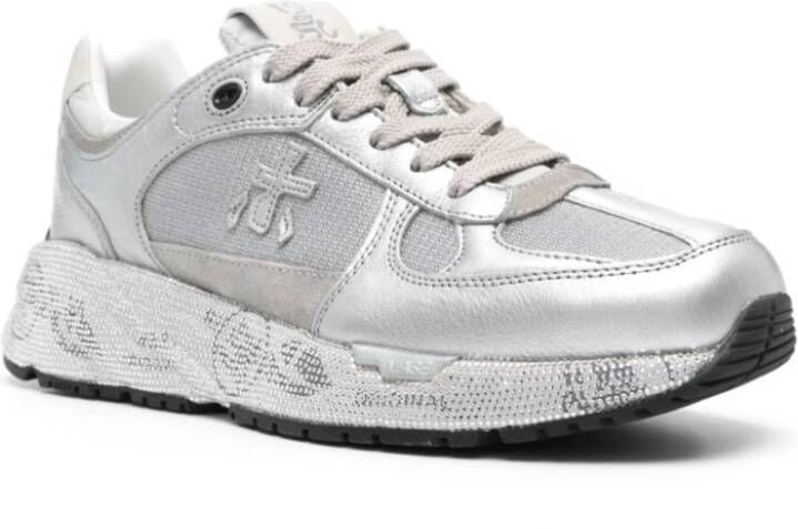 Premiata Platte Leren Schoenen met Logozool Gray Dames