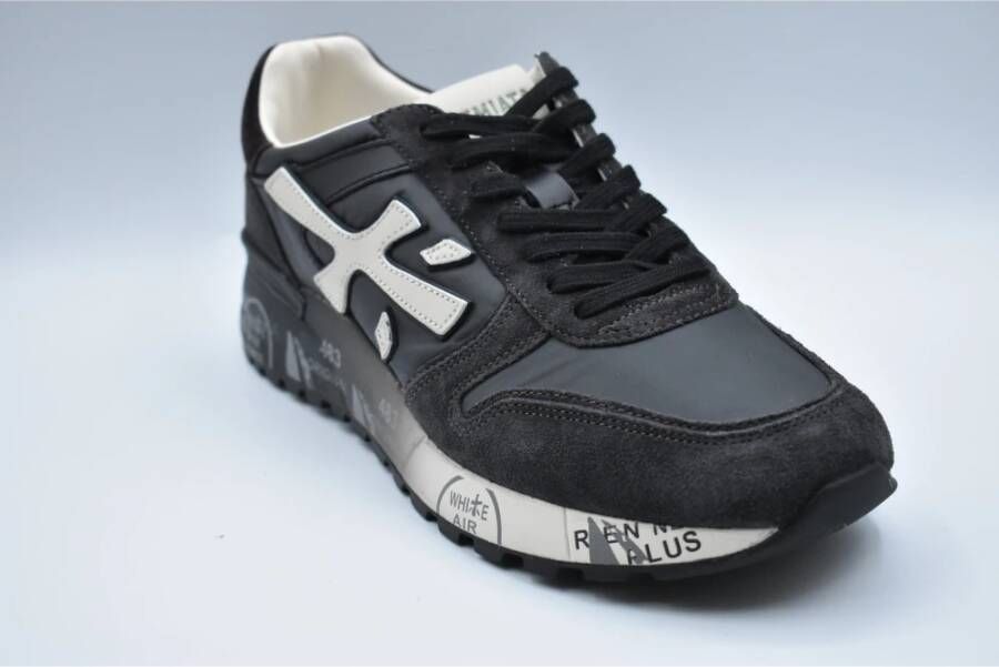 Premiata Platte schoenen in rook wit suède Black Heren