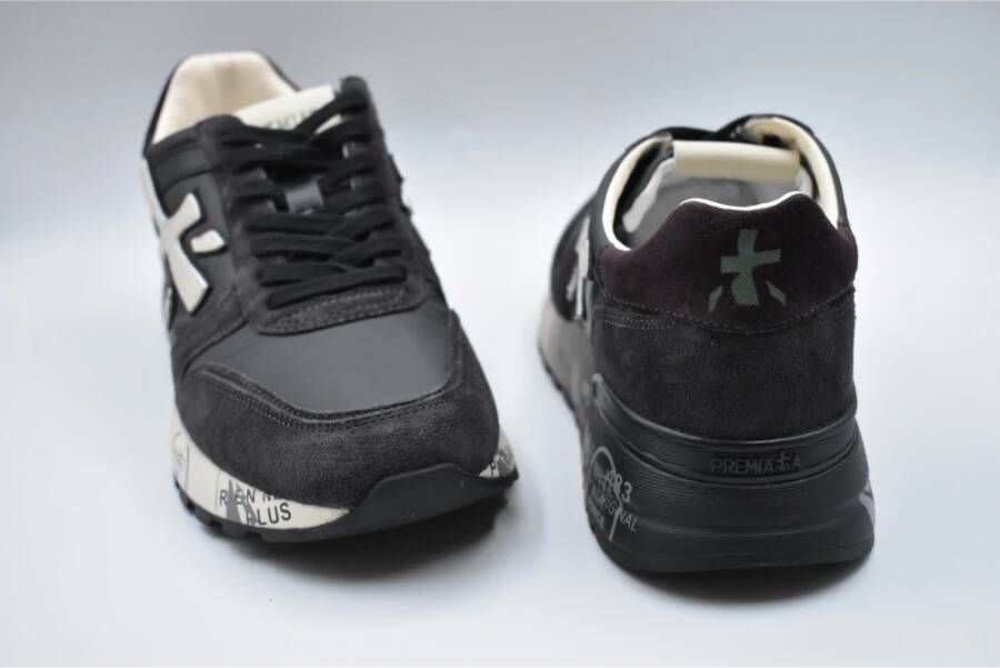 Premiata Platte schoenen in rook wit suède Black Heren