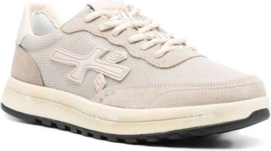 Premiata Platte schoenen met leren en stoffen bovenwerk Beige Heren