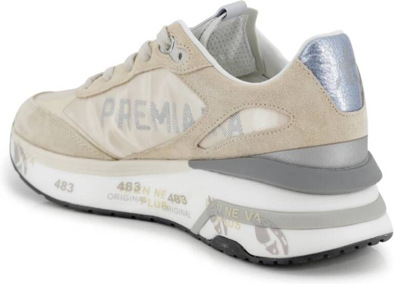 Premiata Platte Veterschoenen van Kalfsleer Beige Dames