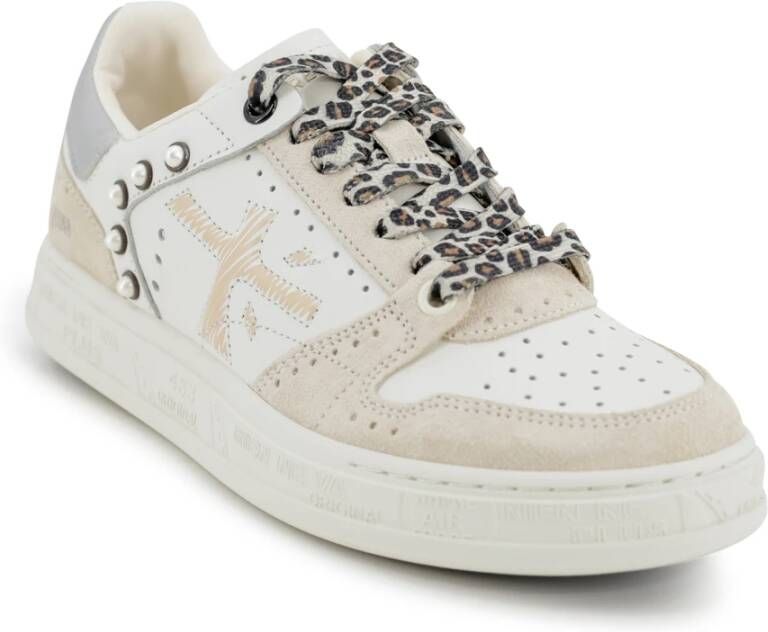 Premiata Platte Veterschoenen van Leer White Dames