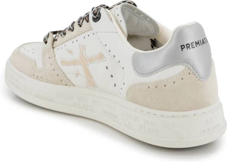 Premiata Platte Veterschoenen van Leer White Dames