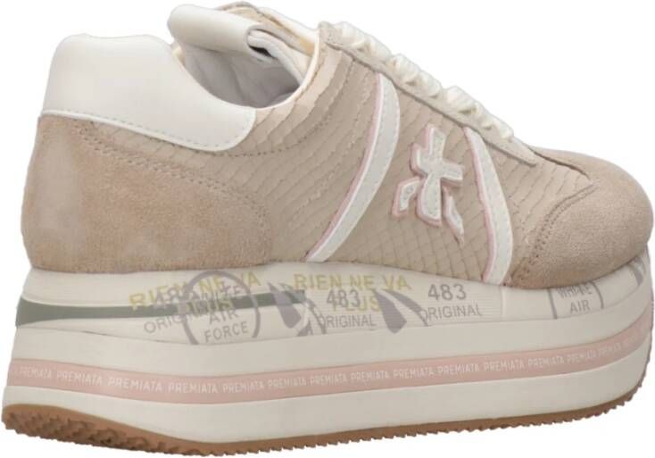 Premiata Python-effect Leren Sneakers Beige Dames