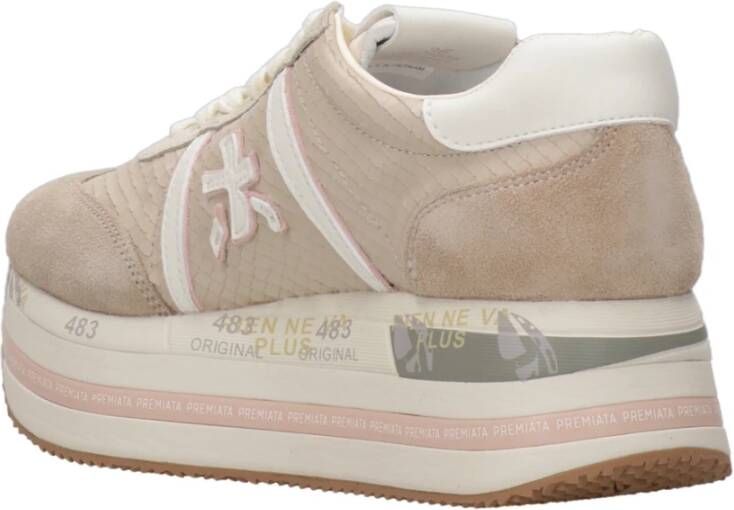 Premiata Python-effect Leren Sneakers Beige Dames