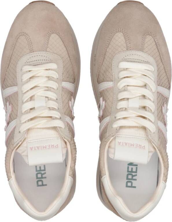 Premiata Python-effect Leren Sneakers Beige Dames