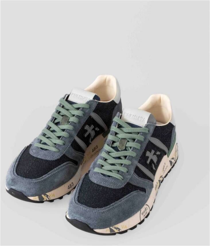 Premiata Reflecterende Sneakers met Leren Details Blue Heren