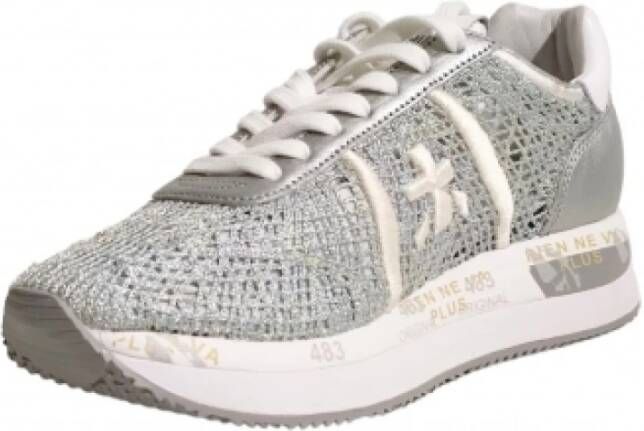 Premiata Blauw Zilver Mesh Conny Sneakers Gray Dames