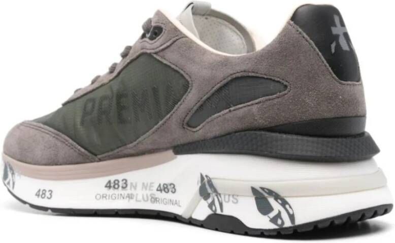 Premiata Sneaker van Suède en Nylon Groen Grijs Gray Heren