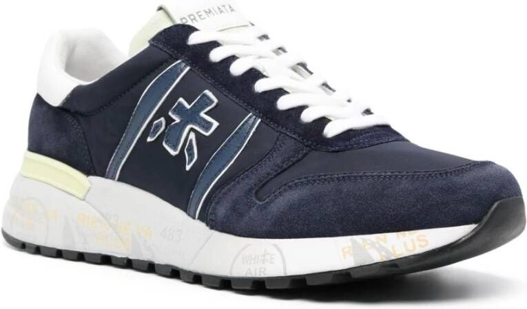 Premiata Blauwe Suède en Nylon Sneakers Blue Heren