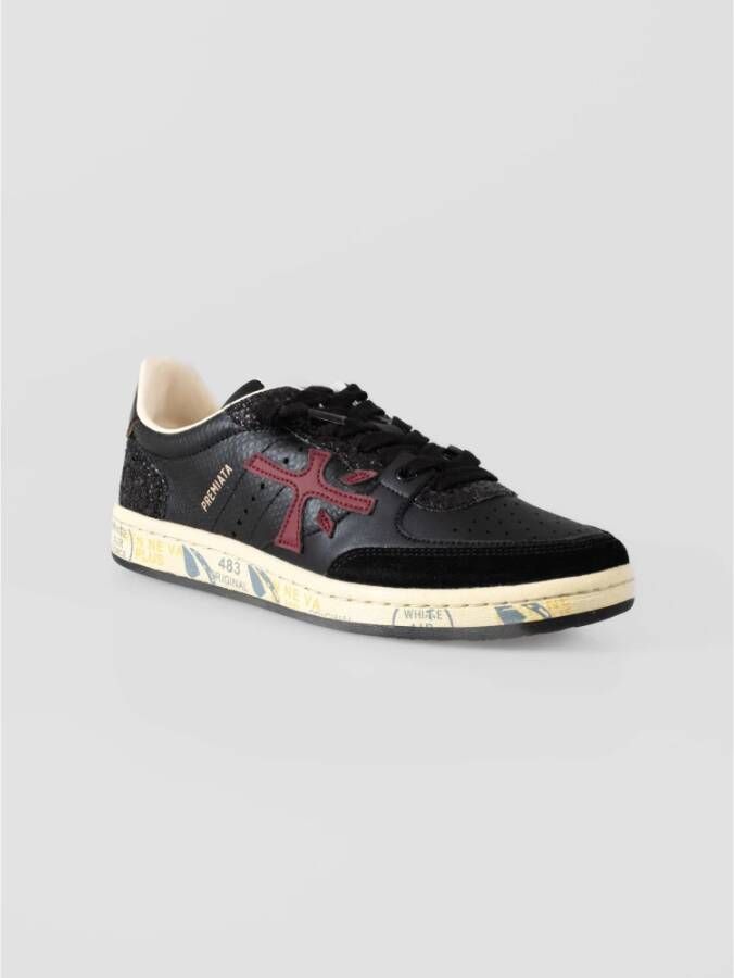 Premiata Sneakers van leer en suède met retrostijl Black Dames