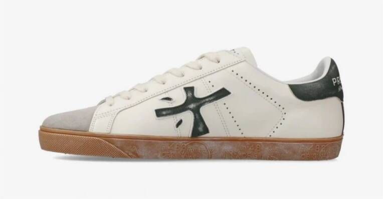 Premiata Steven Logo Groene Sneakers White Heren