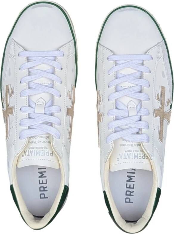 Premiata Steven Print Editie Wit Groen Sneakers White Heren