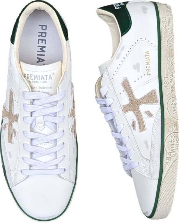 Premiata Steven Print Editie Wit Groen Sneakers White Heren