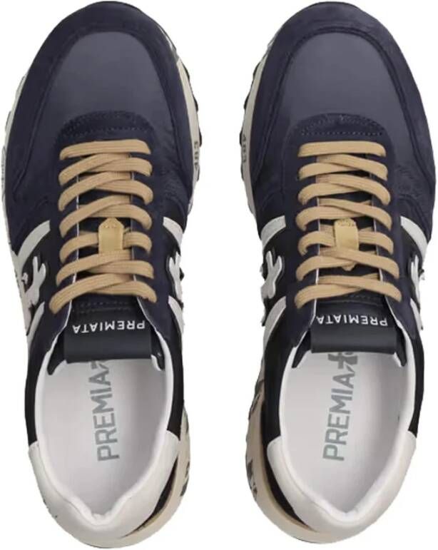 Premiata Suede en Nylon Sneakers Blue Heren