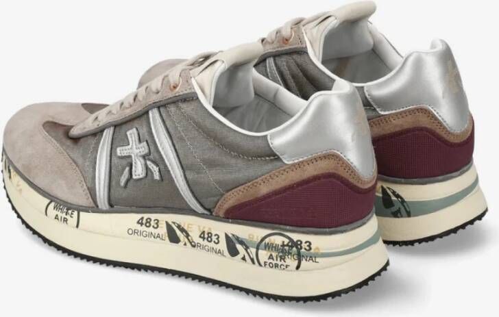 Premiata Suède en stoffen Sneakers in Tortora Gray Dames