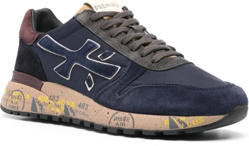 Premiata Suede sneakers met 4 cm zool Blue Heren