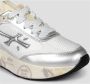 Premiata Tijdloze Trainers Sneakers Leer Wit Canvas White Dames - Thumbnail 3