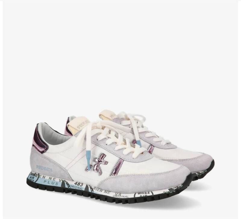 Premiata Wit en Lila Leren Sneakers Multicolor Dames