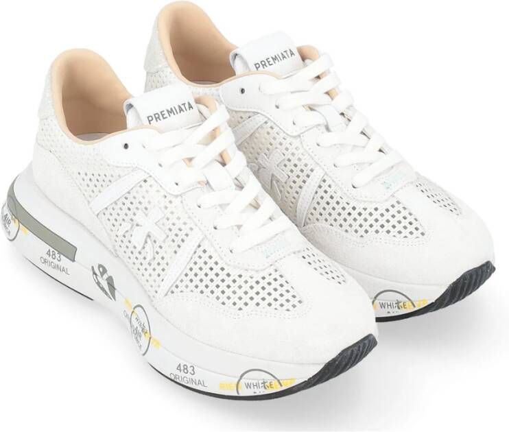 Premiata Witte Cassie sneakers van suède White Dames