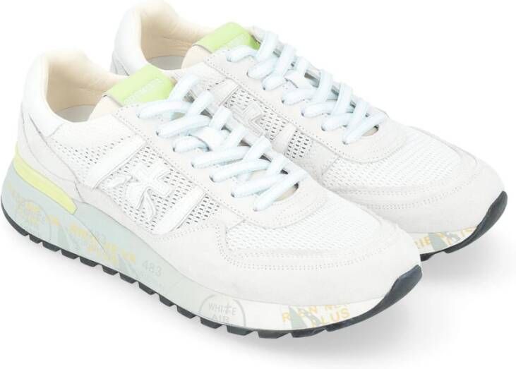 Premiata Witte Geperforeerde Stoffen Sneaker White Heren