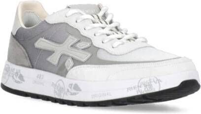 Premiata Witte Grijze Leren Sneakers Ronde Neus Gray Heren