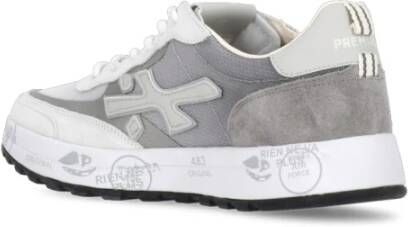 Premiata Witte Grijze Leren Sneakers Ronde Neus Gray Heren