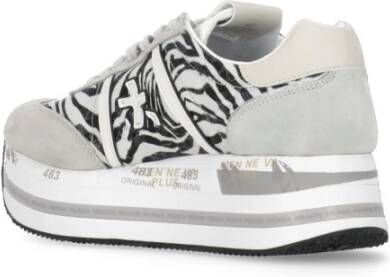 Premiata Witte Grijze Sneakers met Animalier Inzetstukken Gray Dames