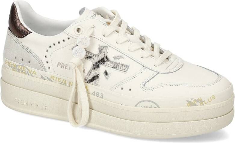 Premiata Witte Leren Sneakers Hoge Zool White Dames