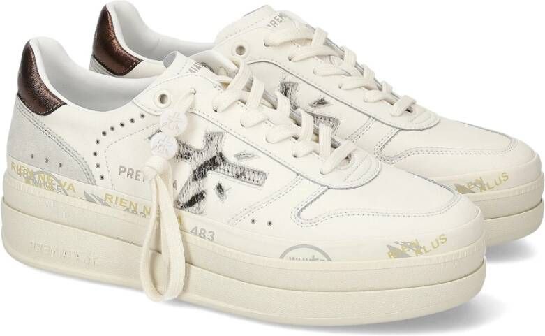 Premiata Witte Leren Sneakers Hoge Zool White Dames