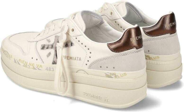 Premiata Witte Leren Sneakers Hoge Zool White Dames