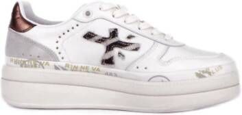 Premiata Witte Leren Sneakers Logo Zijkant Achterkant White Dames