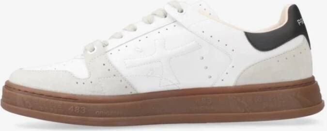 Premiata Witte leren sneakers met bruine zool White Heren